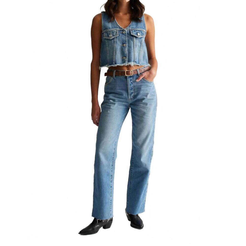 NEW ROLLA'S morgan denim vest in stud wash